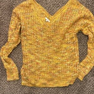 Maurices Marled Yellow V-Neck Sweater